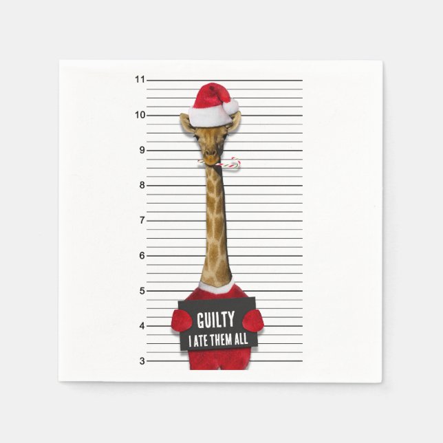 Servilleta De Papel Navidades Funny Mugshot Guilty Giraffe (Anverso)