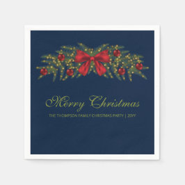 Servilleta De Papel Navidades Garland Con Bow Rojo Y Balbuceos