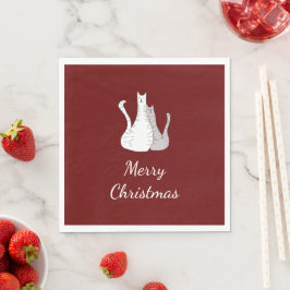 Servilleta De Papel Navidades gatos dibujando gatitos rojos