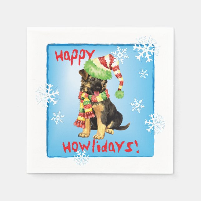 Servilleta De Papel Navidades German Shepherd (Anverso)