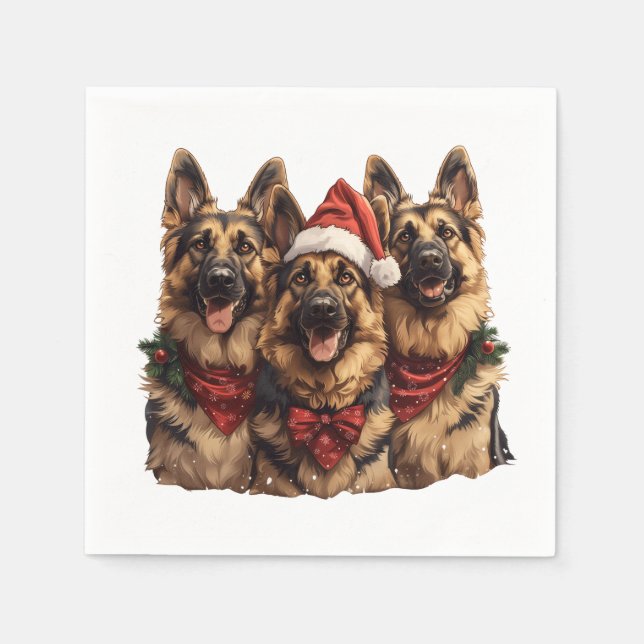 Servilleta De Papel Navidades German Shepherd Dogs (Anverso)