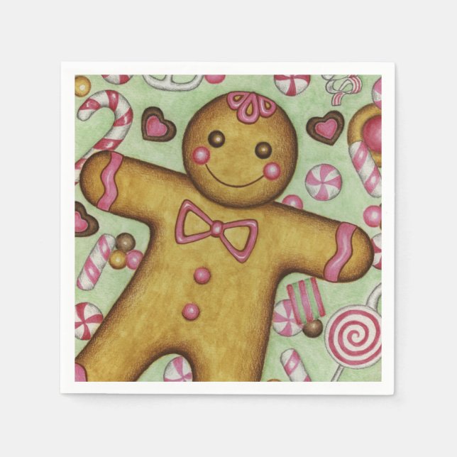 Servilleta De Papel Navidades Gingerbread Boy Fiesta Holiday Napkins (Anverso)