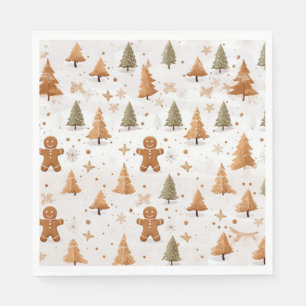 Servilleta De Papel Navidades Gingerbread Men and Snowflakes