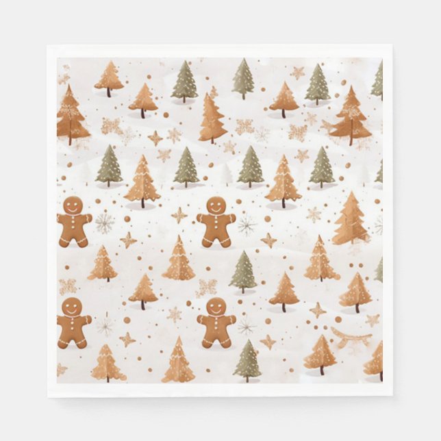 Servilleta De Papel Navidades Gingerbread Men and Snowflakes (Anverso)