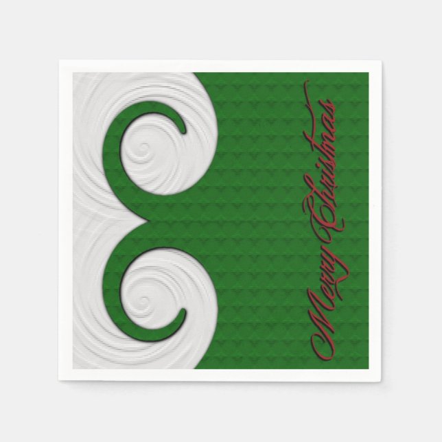 Servilleta De Papel Navidades giran toallas verdes y blancas (Anverso)