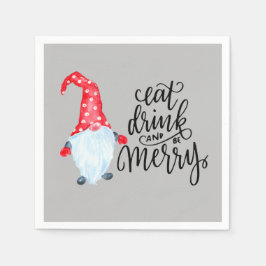 Servilleta De Papel Navidades Gnome Come Bebida Sé Feliz