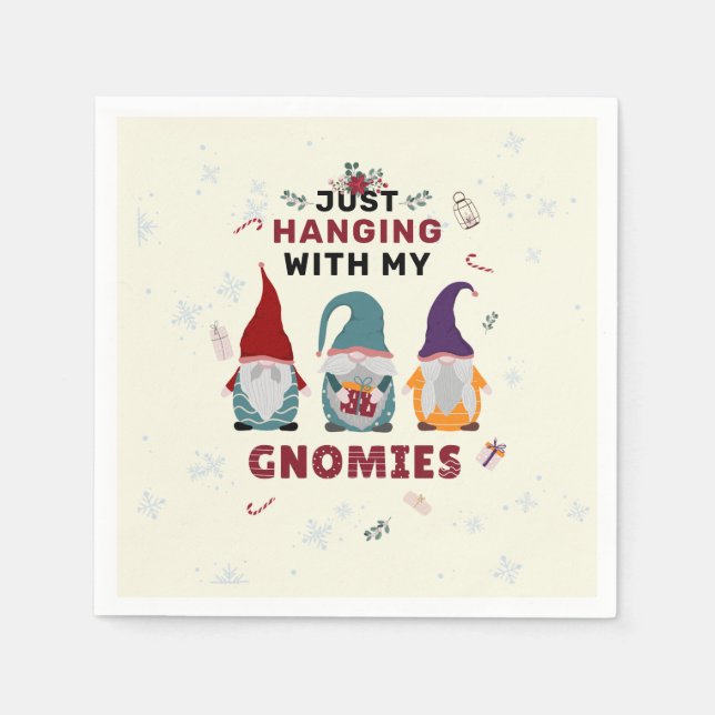 Servilleta De Papel Navidades Gnome Family Cute Colgar Gnomies (Anverso)