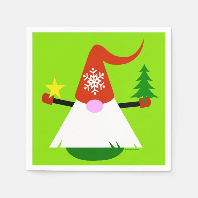 Servilleta De Papel Navidades Gnome Paper Holiday Party Napkins (Anverso)