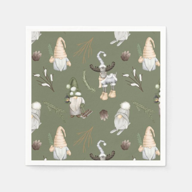 Servilleta De Papel Navidades Gnomes Woodland (Anverso)
