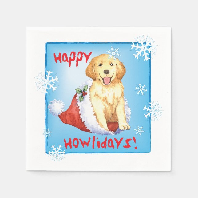 Servilleta De Papel Navidades Golden Retriever (Anverso)
