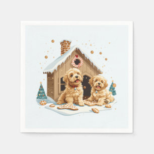Servilleta De Papel Navidades Golden Retriever Dogs Gingerbread House