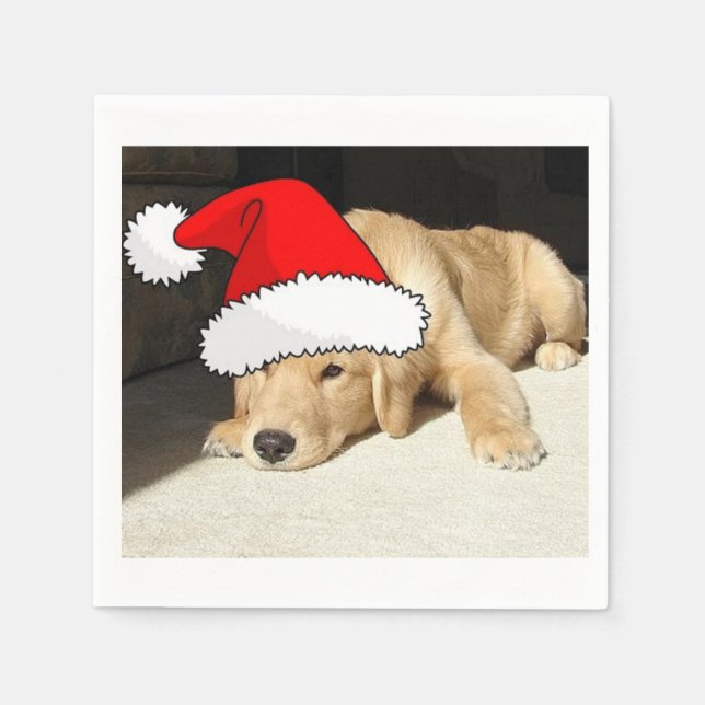 Servilleta De Papel Navidades Golden Retriever Puppy (Anverso)