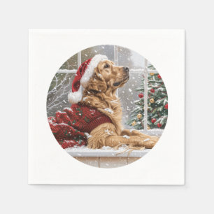 Servilleta De Papel Navidades Golden Retriever Santa Dog