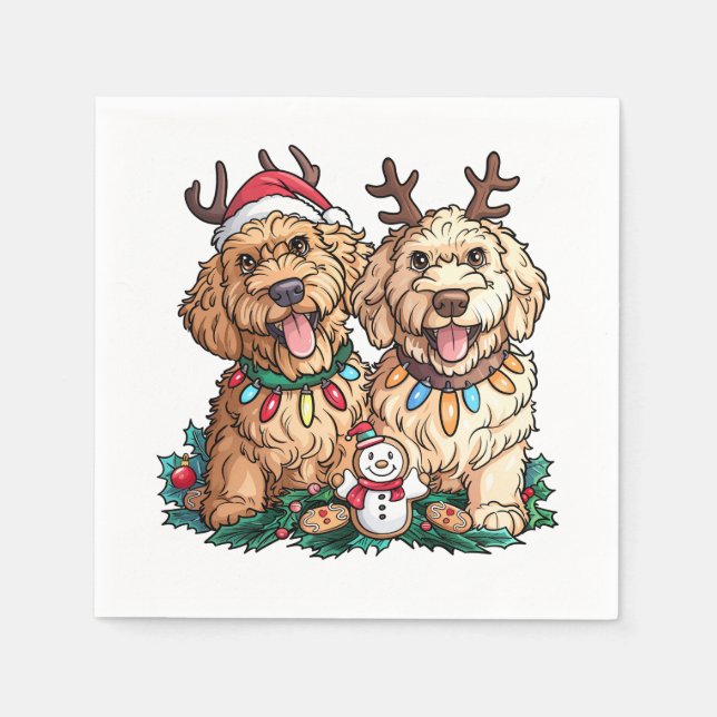 Servilleta De Papel Navidades Goldendoodle Dogs (Anverso)