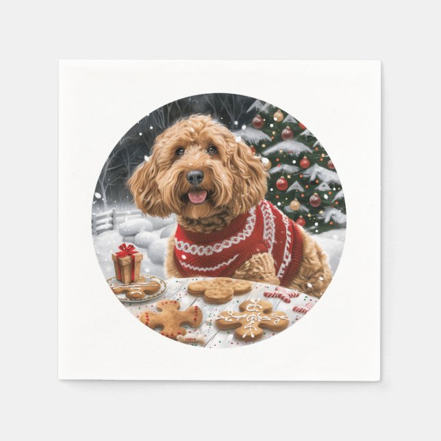 Servilleta De Papel Navidades Goldendoodle Dogs (Anverso)