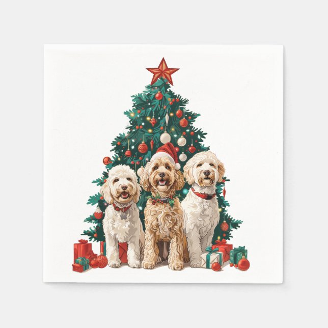Servilleta De Papel Navidades Goldendoodle Dogs (Anverso)
