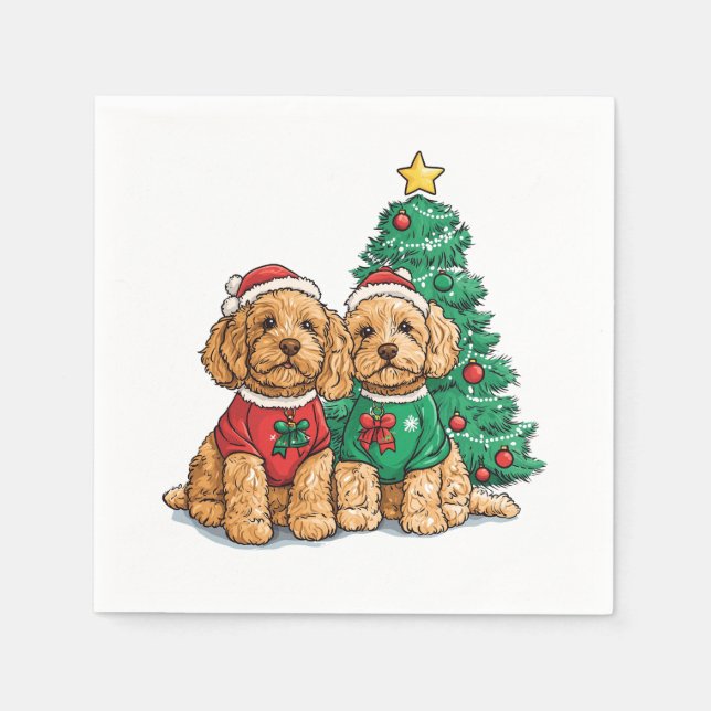 Servilleta De Papel Navidades Goldendoodle Dogs (Anverso)