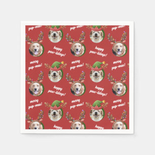 Servilleta De Papel Navidades Gorras de Dos Perros Elf y Reindeer Antl