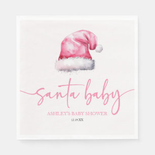 Servilleta De Papel Navidades Gorras rosados de Santa Bebé en Baby Sho