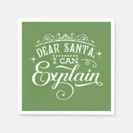Servilleta De Papel Navidades graciosos Estimado Santa I puede explica