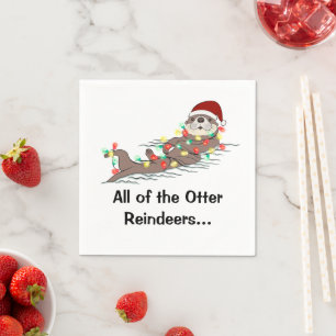 Servilleta De Papel Navidades graciosos iluminan a los renos