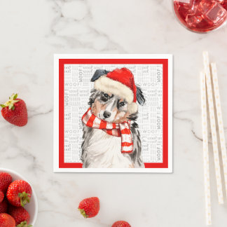Servilleta De Papel Navidades graciosos perro pastor australiano Fiest