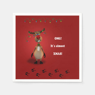 Servilleta De Papel Navidades graciosos reno con nariz roja