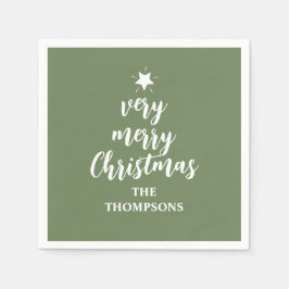 Servilleta De Papel Navidades Green Cute Tree Star Typography Fiesta