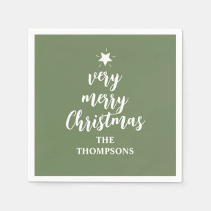Servilleta De Papel Navidades Green Cute Tree Star Typography Fiesta