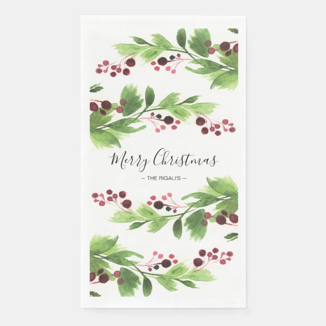 Servilleta De Papel Navidades Greenery Red Berries (Anverso)