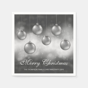 Servilleta De Papel Navidades Gris Plateados Baudibles Con Texto Perso
