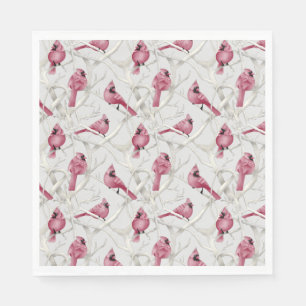 Servilleta De Papel Navidades Gris Y Rojos Pájaros Cardenales