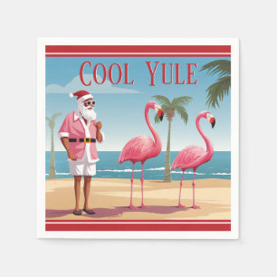 Servilleta De Papel Navidades Guay Yule Santa y Flamingos Beach