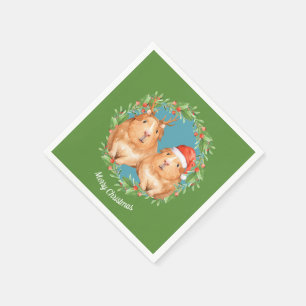 Servilleta De Papel Navidades Guinea Pareja de Cerdo Wreath Personaliz