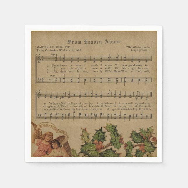 Servilleta De Papel Navidades Hoja de Música (Anverso)