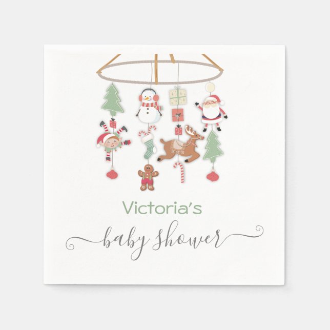 Servilleta De Papel Navidades Holiday Mobile Baby Shower (Anverso)