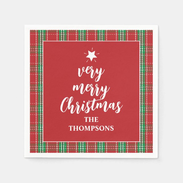 Servilleta De Papel Navidades Holiday Red Green Holiday Plaid Cute (Anverso)
