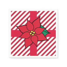 Navidades Holiday Red Poinsettia Fiesta Napkins