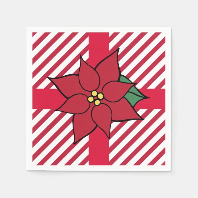 Servilleta De Papel Navidades Holiday Red Poinsettia Fiesta Napkins (Anverso)
