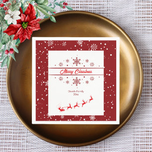 Servilleta De Papel Navidades Holiday Santa Sleigh   Copos de nieve