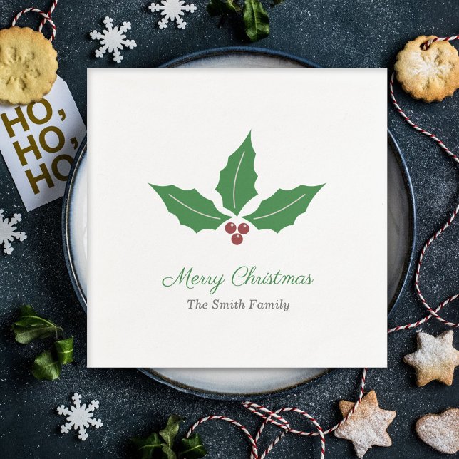 Servilleta De Papel Navidades Holly (Christmas Holly Napkins)