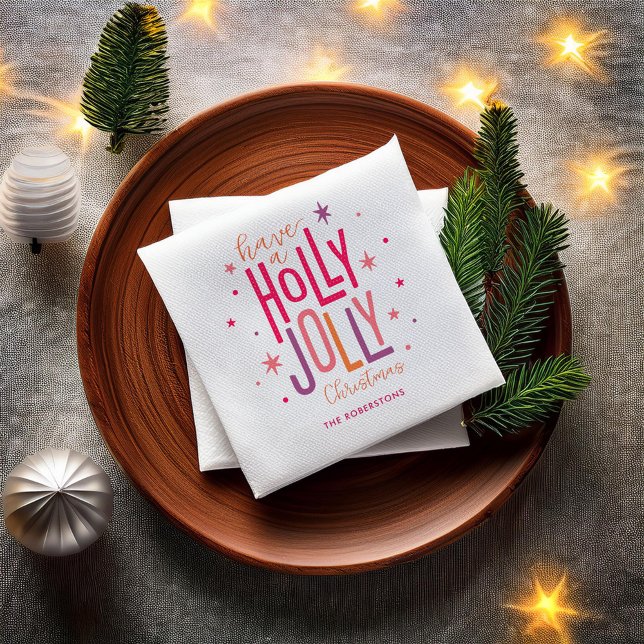 Servilleta De Papel Navidades "Holly Jolly" brillantes y festivos (Subido por el creador)