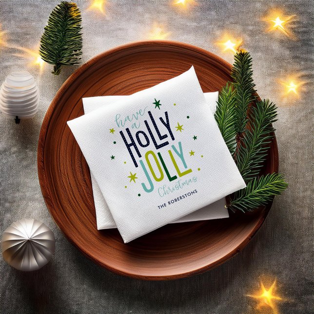 Servilleta De Papel Navidades "Holly Jolly" brillantes y festivos (Subido por el creador)