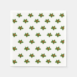 Servilleta De Papel Navidades Holly Pattern Red Berries Hojas verdes