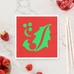 Servilleta De Papel Navidades Holly Red Green Xmas
