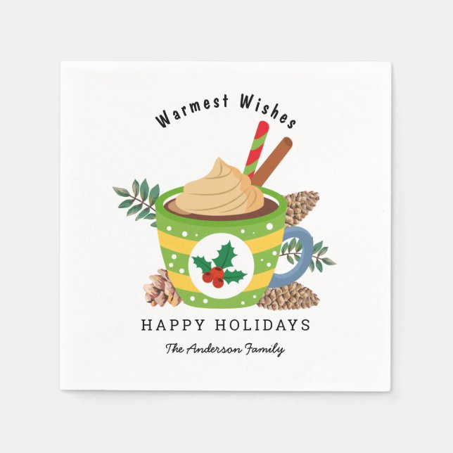 Servilleta De Papel Navidades Hot Chocolate Cup Green White (Anverso)