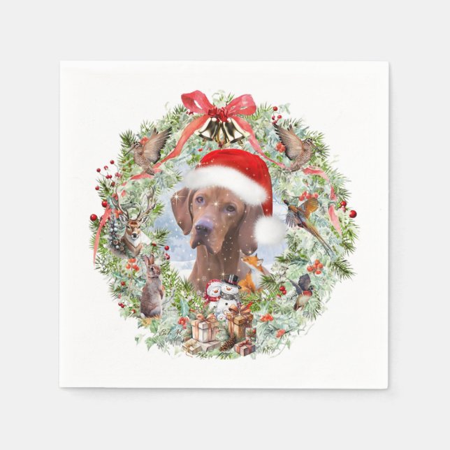 Servilleta De Papel Navidades húngaros de Vizsla (Anverso)
