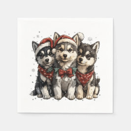 Servilleta De Papel Navidades Husky Dogs