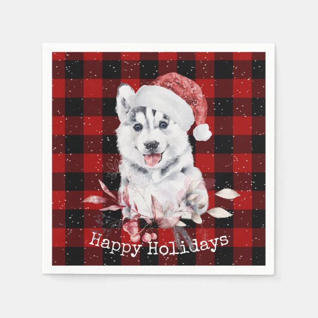 Servilleta De Papel Navidades Husky Sobre Las servilletas De Buffalo (Anverso)