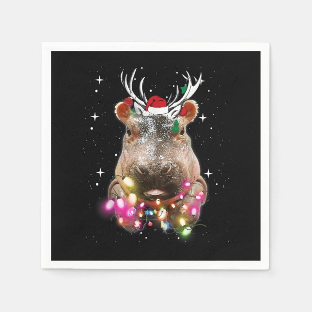 Servilleta De Papel Navidades Iluminan Hippo Fiona Hippopótamo Lover (Anverso)